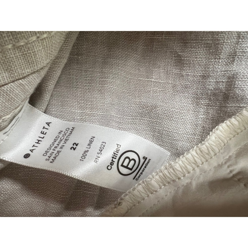 Athleta Cabo Tide Linen Jogger Pants 22 Neca Tan Camo Mid Rise Plus Size NWT - Picture 4 of 9
